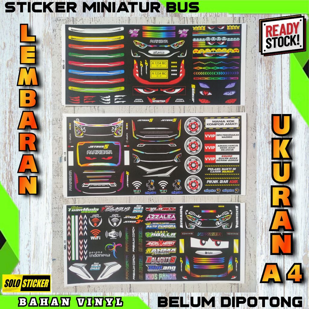 

Stiker Aksesoris Miniatur Bus Sticker Lampu Miniatur Bis