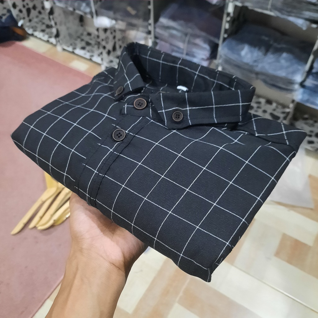 Kemeja flanel dongker navy / kemeja navy / flanel navy / kemeja biru Dongker / kemeja polos biru Don