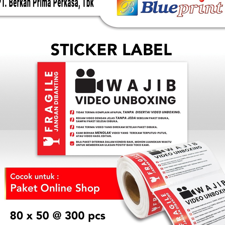 

Bisa Cod Label Sticker Unboxing Fragile BLUEPRINT 8x5 mm isi 3