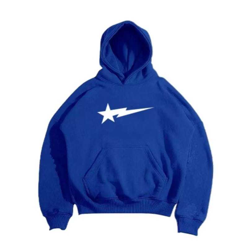 Hoodie Boxy Oversize FLASH ELEKTRIK Biru Unisex Pria-Wanita