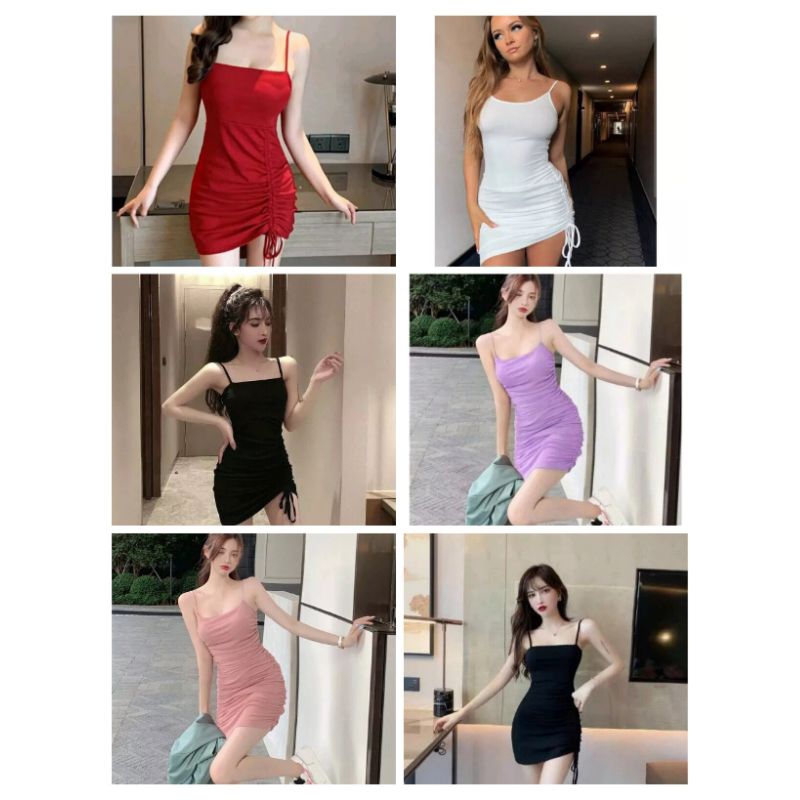 Dress Tanktop Serut / Tanktop Tali Serut Seksi/  Dress Serut Korean Style