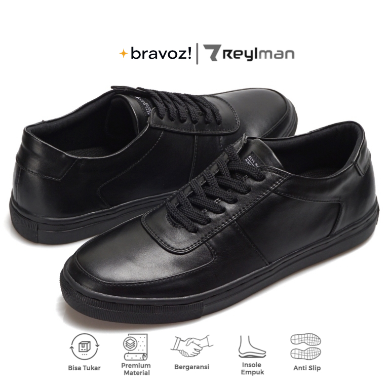 Reyl Man Famo Full Black Sepatu Sneakers Pria Casual Shoes Original / Sneakers Pria Full Black
