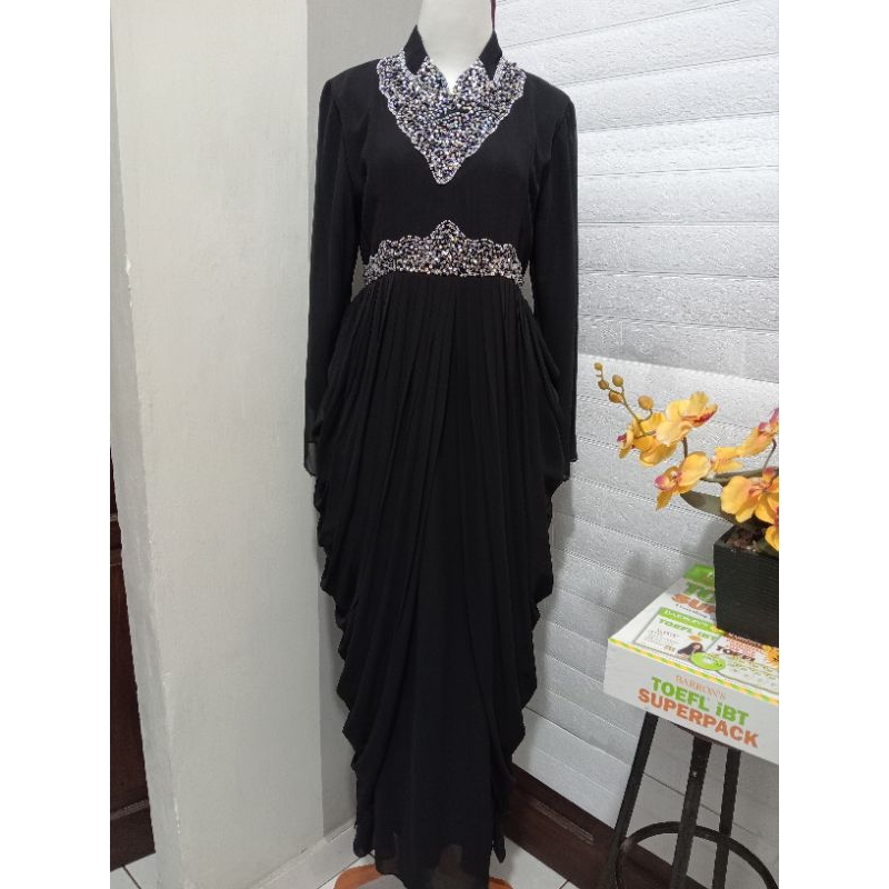 PRELOVED PRIBADI  DRESS KAFTAN PESTA MODEL REMPEL VARIASI MANIK MANIK