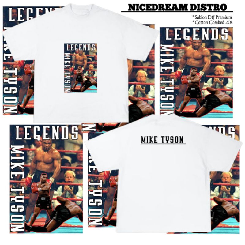Kaos Legends Mike Tyson || T-shirt Petinju Mike Tyson Legends Black White Distro