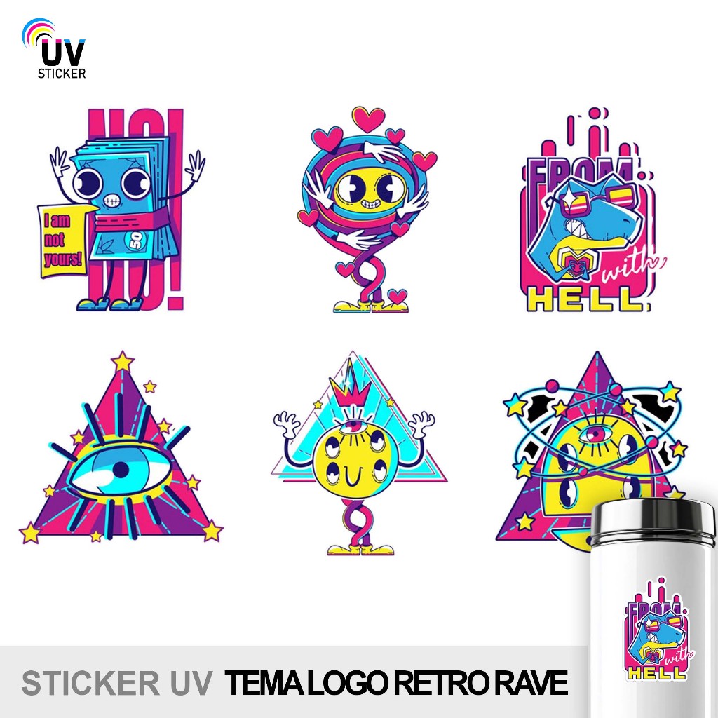 

STIKER UV - TEMA LOGO RETRO RAVE | STICKER UV, STICKER MOTOR, STICKER MOBIL, STICKER HELM, STICKER TUMBLER, STICKER 3D, STICKER UV DTF BY UVSticker