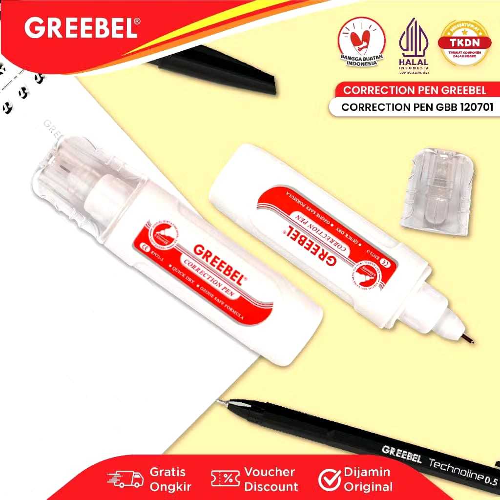 

Tip Ex Correction Pen Greebel GBC 120701 Tipe X / Tipe X