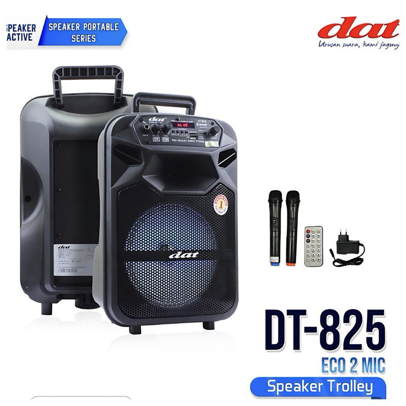 Speaker DAT DT-825 2mic wireles speaker bluetooth portabel speaker aktif full bass