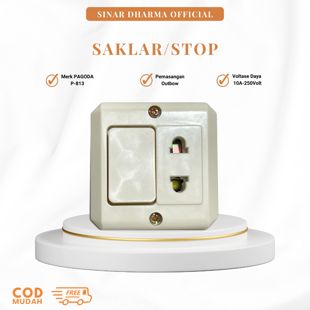 OB engkel stopkontak / OB Switch lampu / Saklar lampu + stopkontak PAGODA P-813