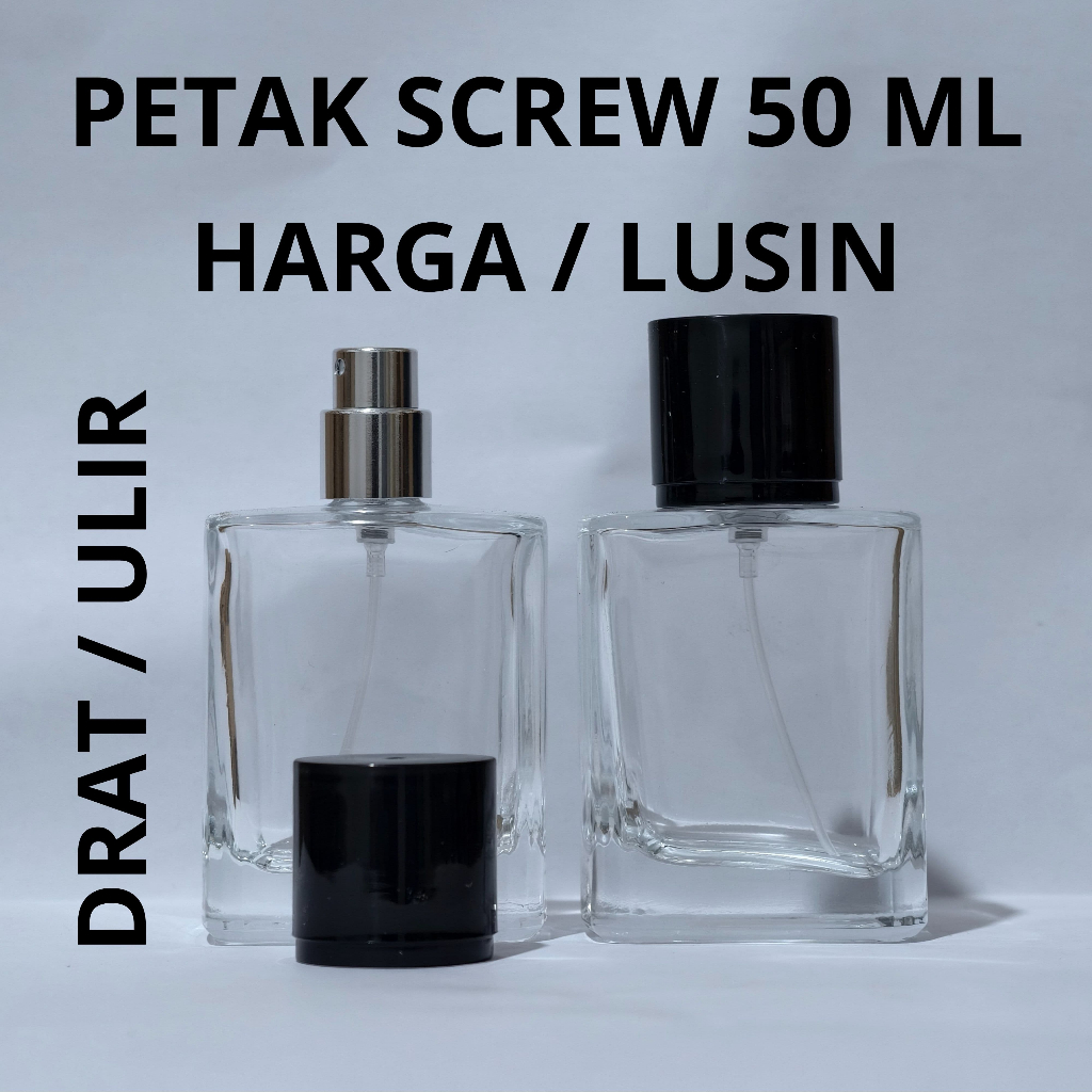 (1 lusin) petak hrms 50 ml.botol kotak spray  kosong 50ml harga per lusin