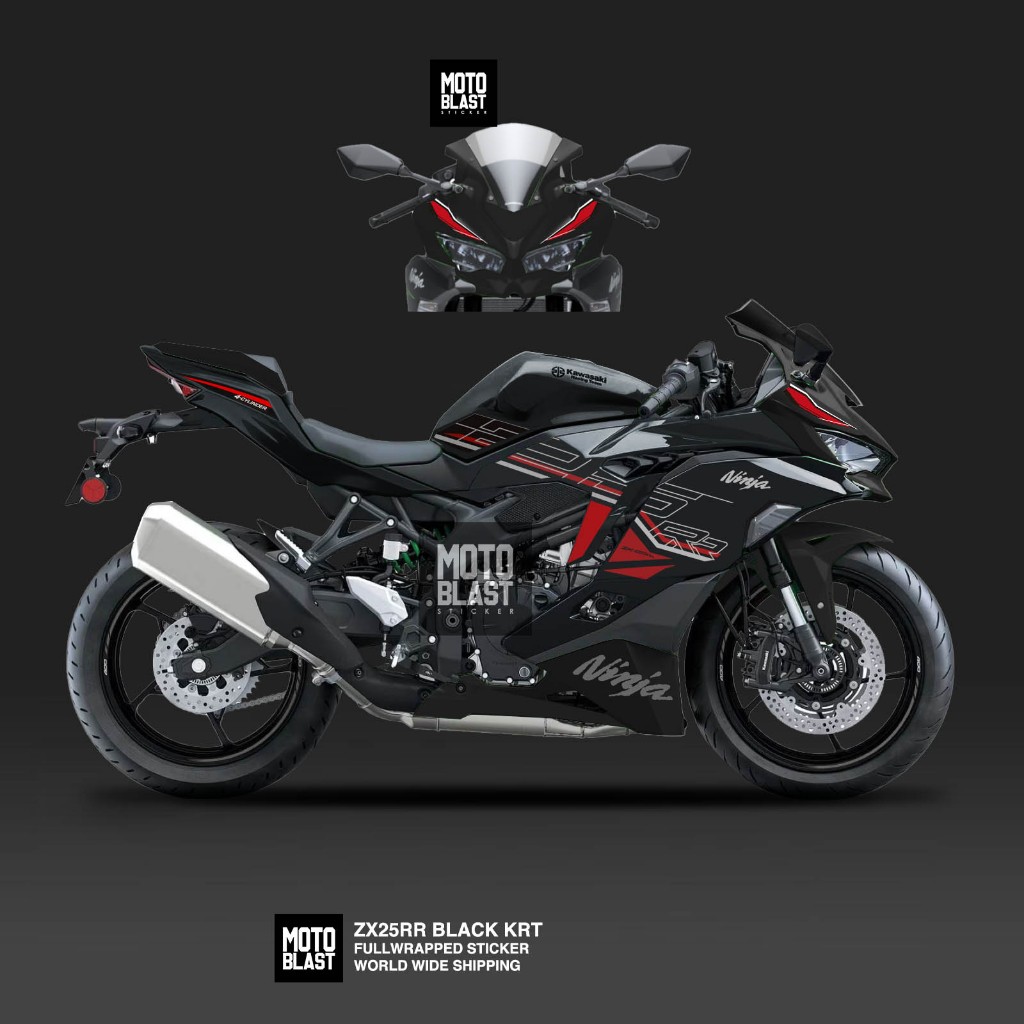 Decal Stiker Non Full Ninja ZX25R Black KRT ZX25RR 2023 Motoblast
