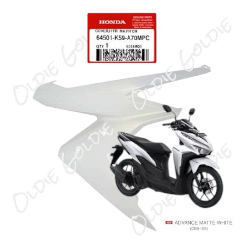 64501-K59-A70MPC Cover Sayap Kanan Vario 125 LED 2021 Matte White Putih Dof