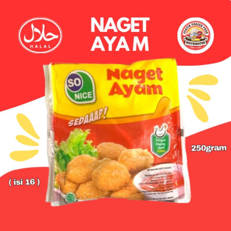 

NAGET AYAM SO NICE SEDAP 250GRAM ISI 16