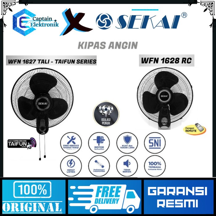 SEKAI Kipas Angin Dinding / Wall Fan Tornado 16 Inch - WFN 1627 Taifun / WFN 1628 RC