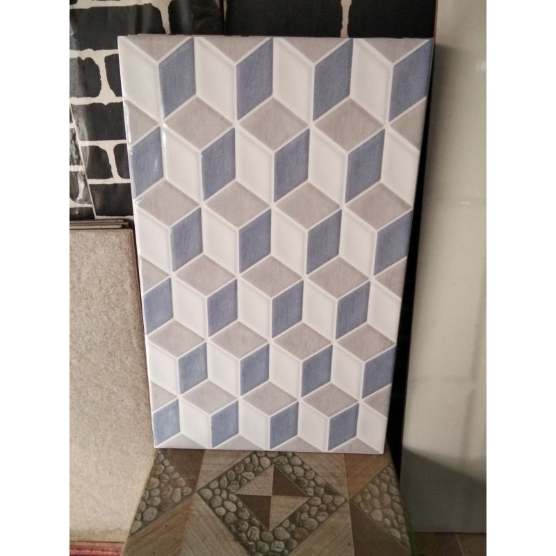 Platinum Ceramics Beatrix Blue Decor 25x40 Glosy | Keramik Dinding 3D