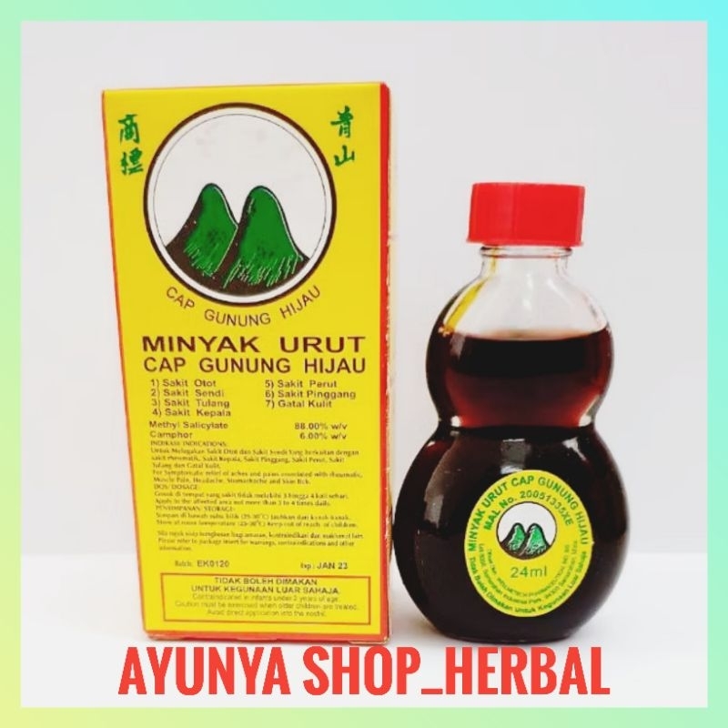 MINYAK URUT CAP GUNUNG HIJAU 24ML Minyak Gosok Sakit Rematik Otot Sendi Pinggang - Obat Cina AYUNYAS