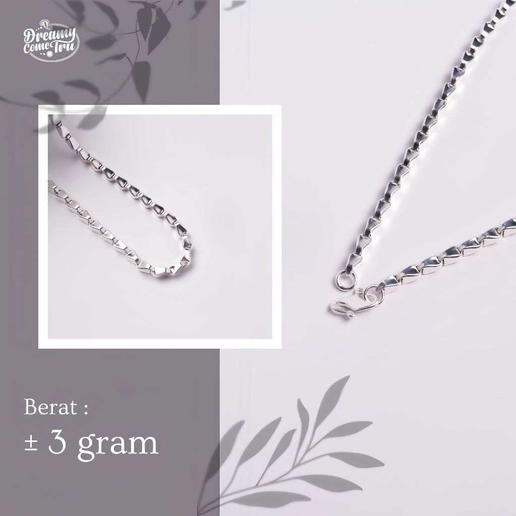Kalung perhiasan 3 gram padi - padi wanita perak silver murni – kalung liontin elegan