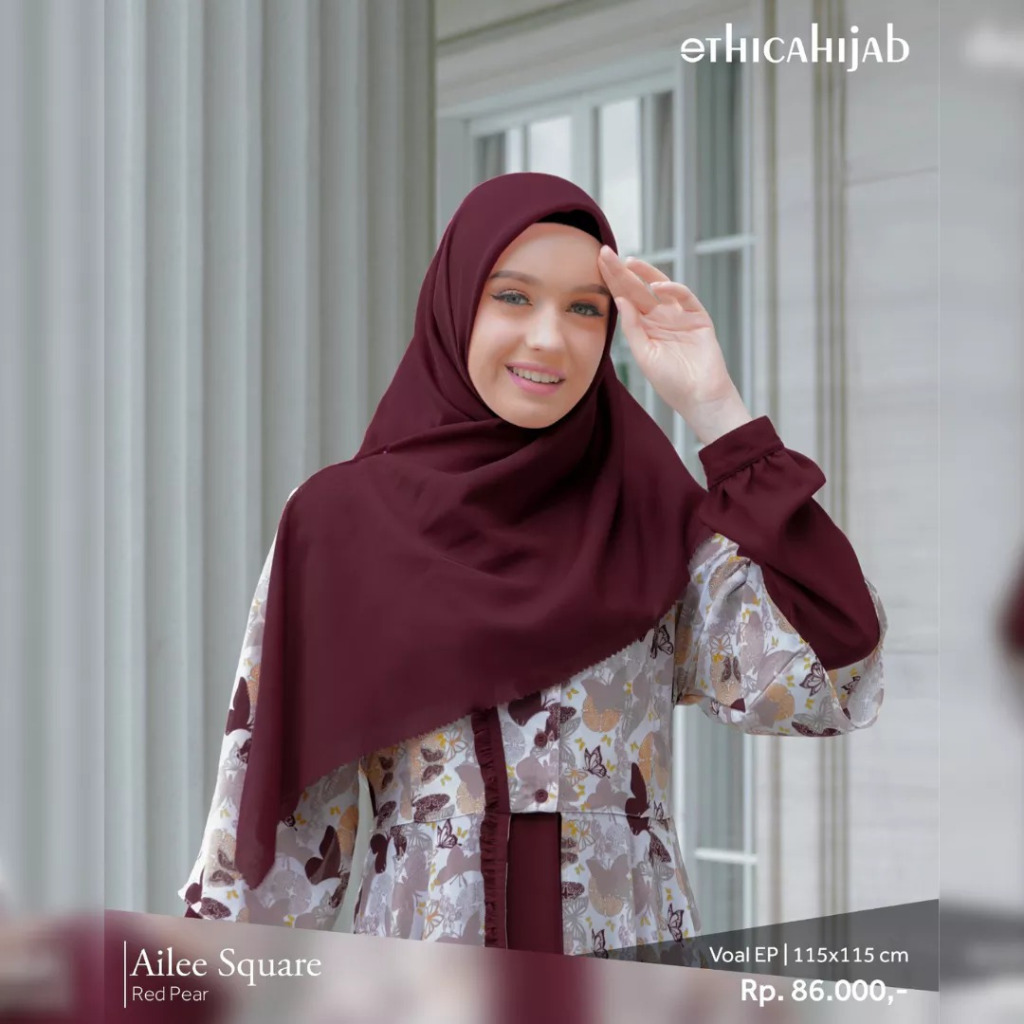 HIJAB SEGIEMPAT ETHICA - AILEE SQUARE RED PEAR