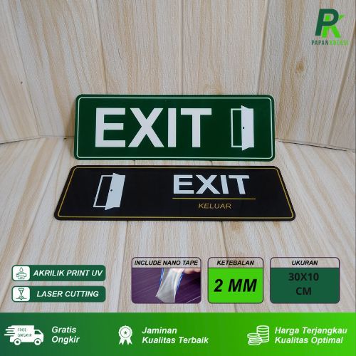 

Signage Akrilik EXIT Akrilik Sign Penanda EXIT Pintu Keluar Ukuran 30 X 10