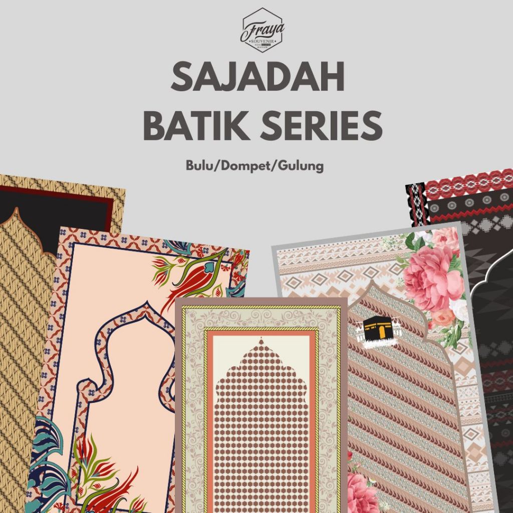 SAJADAH BATIK BULU/GULUNG/DOMPET  SAJADAH SOUVENIR TAHLILAN DAN PESTA GRATIS POUCH/TAS KANVAS Sajada