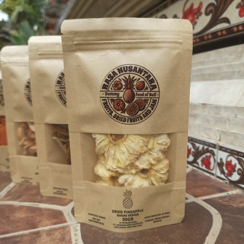 

buah kering 50Gr Nanas kering, pepaya kering, salak kering , pisang kering Rasa Nusantara, dried fruits, dehydrated fruits