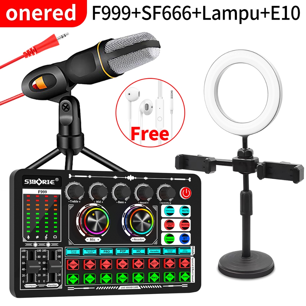 Onered F999 Sound Card  Mixer Bluetooth Audio USB External soundcard live phone PC-live