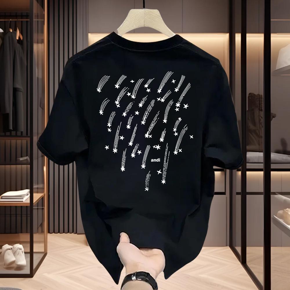 ACEJOLUN Kaos Kaos T pendek kemeja dengan cetakan motif hujan bintang, terbuat dari katun dan memili