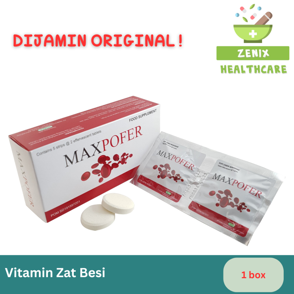 Maxpofer Tablet Effervescent - Vitamin Zat besi - 1 Box