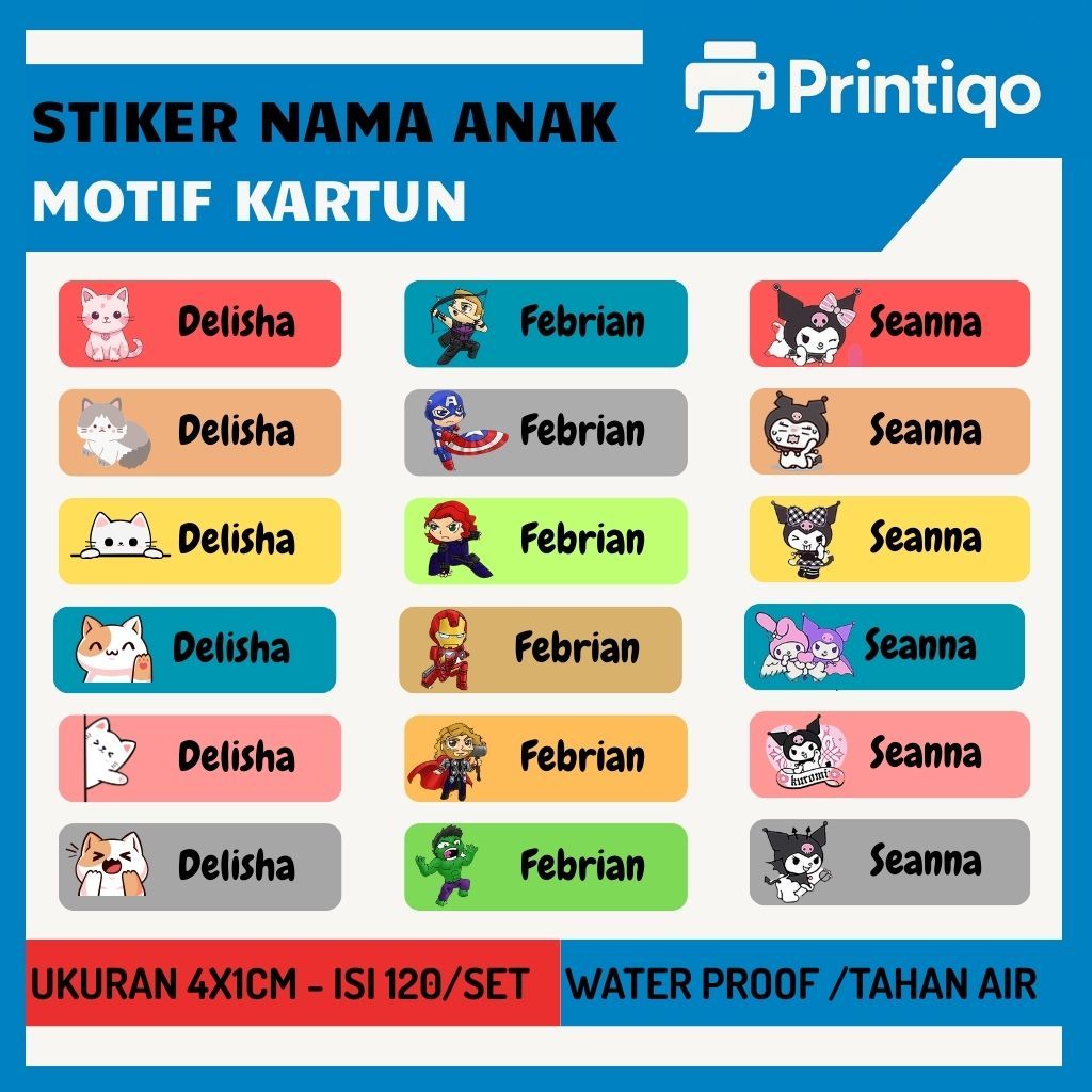 

Printiqo - Stiker nama anak Vinyl Glossy - SN01