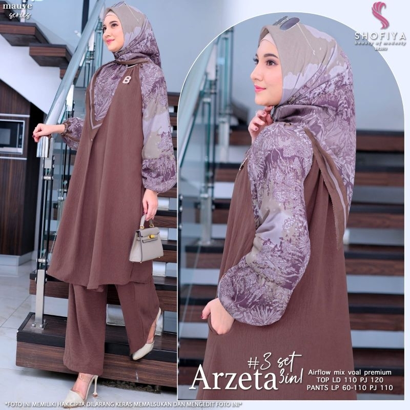 ARZETA TUNIK SET FREE HIJAB SEGI EMPAT- SETELAN TUNIK MUSLIM by shofia