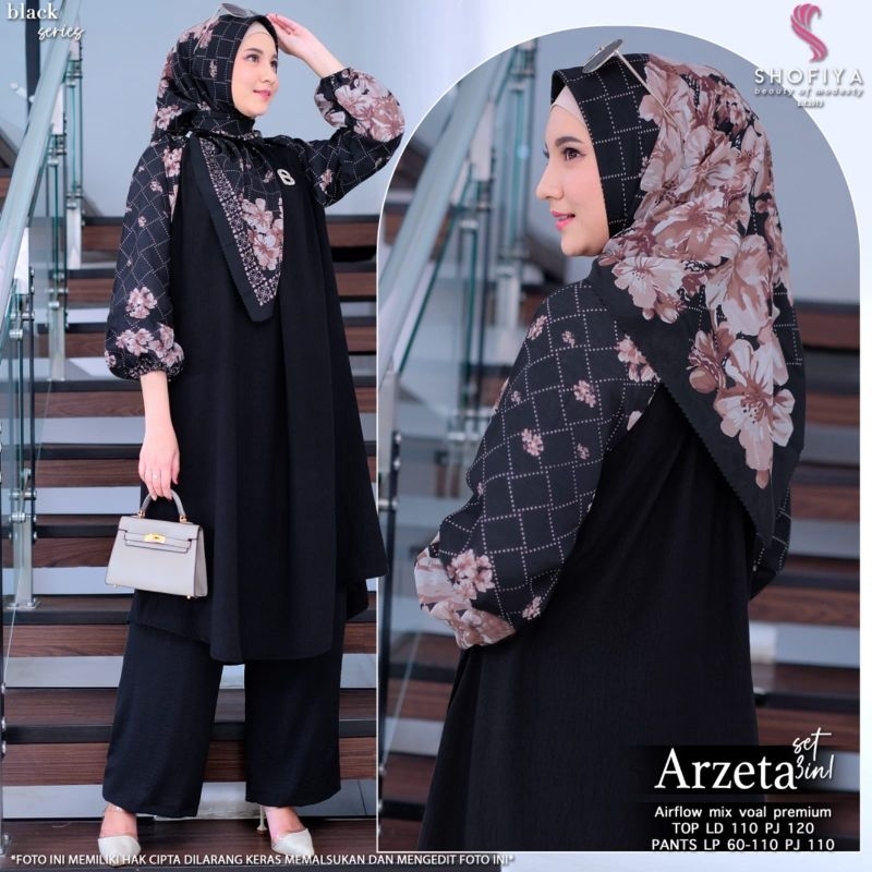 ARZETA TUNIK SET FREE HIJAB SEGI EMPAT- SETELAN TUNIK MUSLIM by shofia