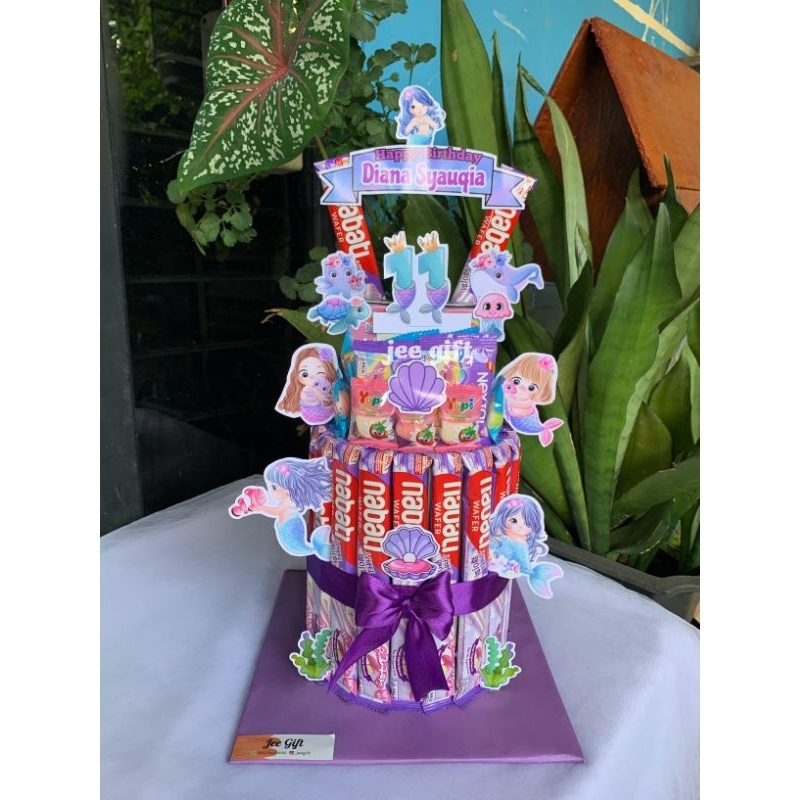 

Tower snack karakter Hello Kitty dengan uang tarik/snack cake ulang tahun/gift anak/hampers