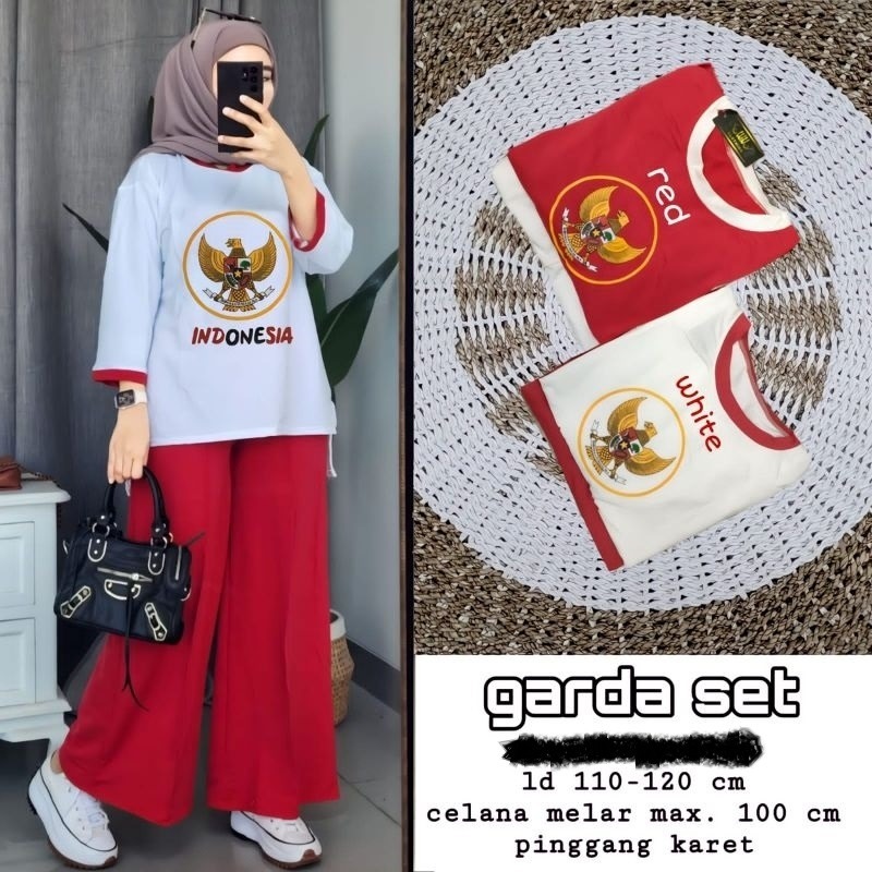 SETELAN MERAH PUTIH WANITA TERBARU - SETELAN WANITA MERAH PUTIH SERAGAMAN - ONE SET WANITA MERAH PUT
