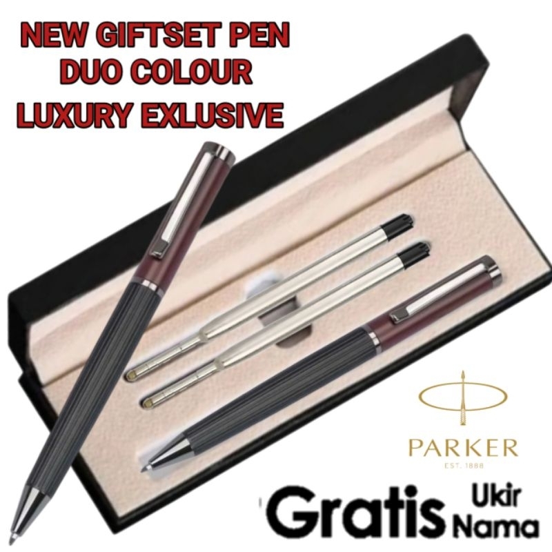 

New...!! Giftset Pen Hampers 2 Refill Ballpoint Parker Duo Colour Gratis Grafir Nama Atau Logo