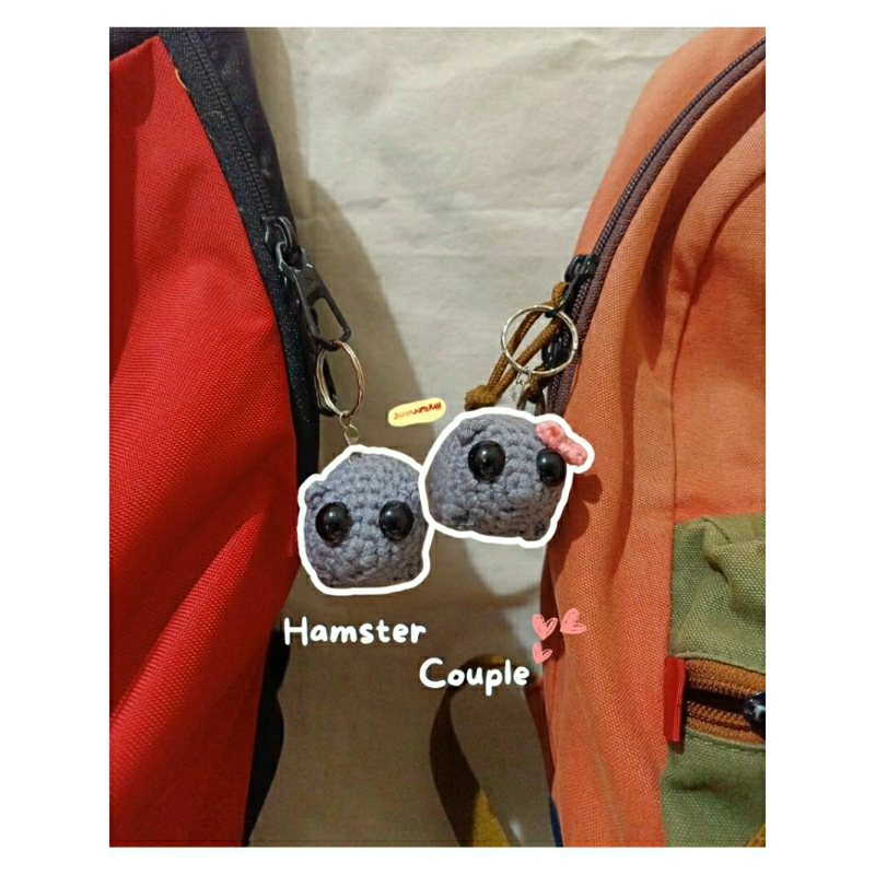 Amigurumi Boneka Rajut Sad Hamster Couple Pita