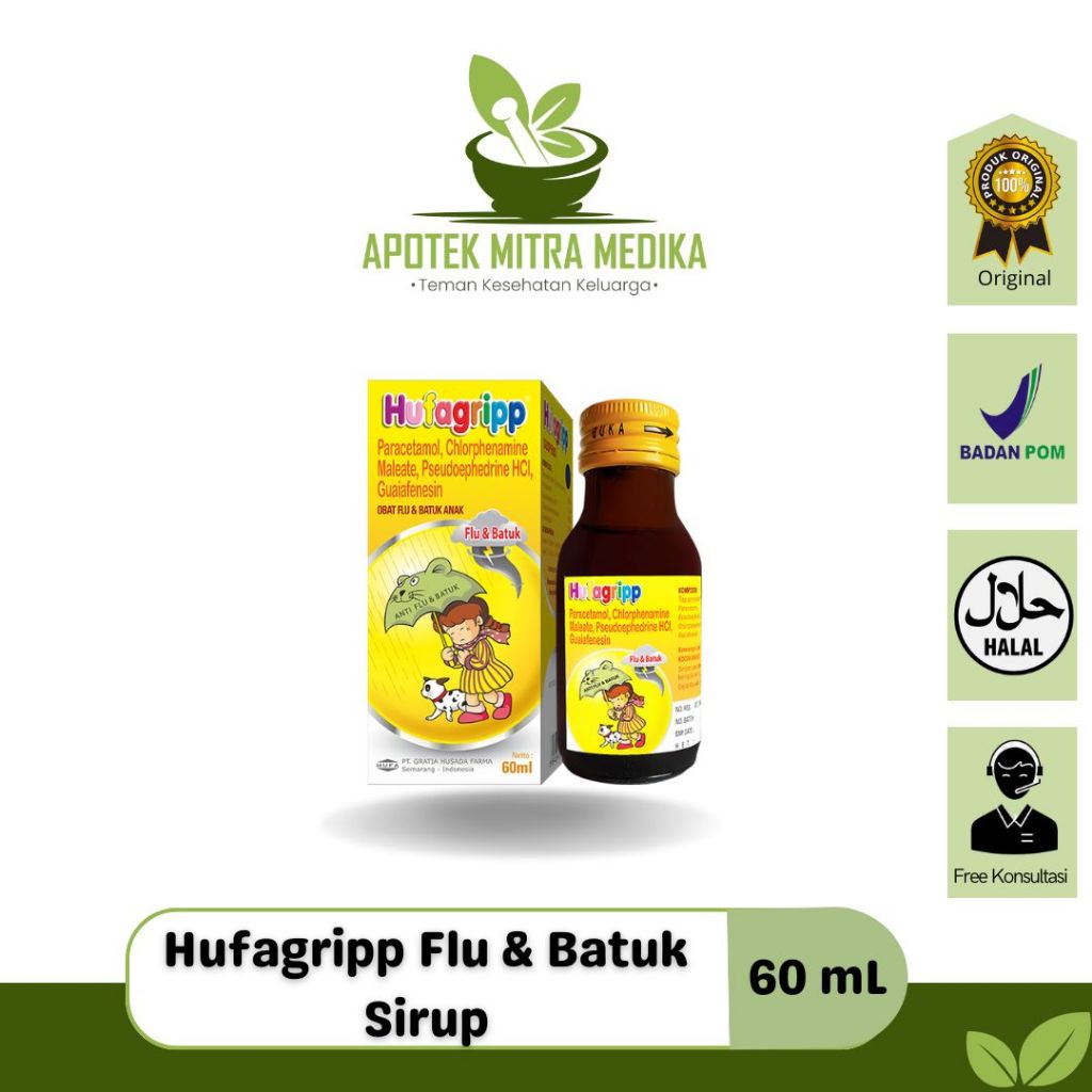 Hufagrip Kuning Obat Flu Dan Batuk Anak 60 mL
