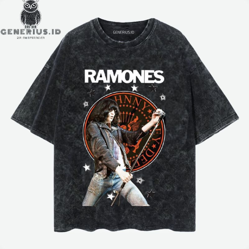 Kaos oversize washing band ramones vintage tee