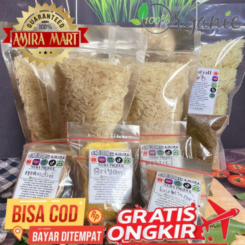 

Beras basmati 1kg + Bumbu bukhori dan Rempah