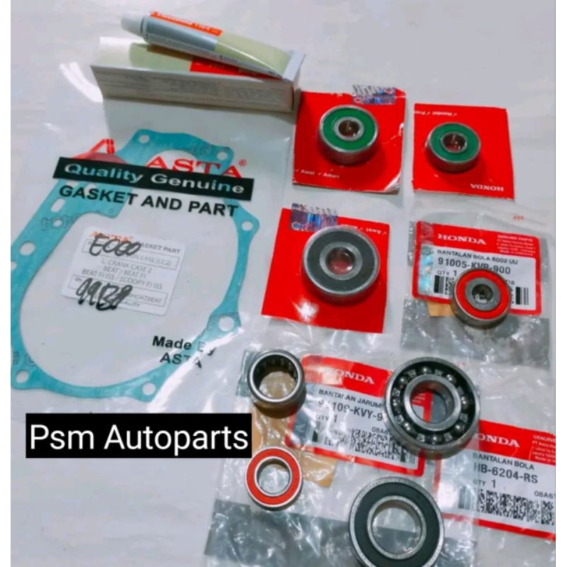 Paket Bearing Laher Gardan Rasio KZL+Paking CVT, Lem Beat fi scoopy fi spacy fi vario 110 fi vario 1