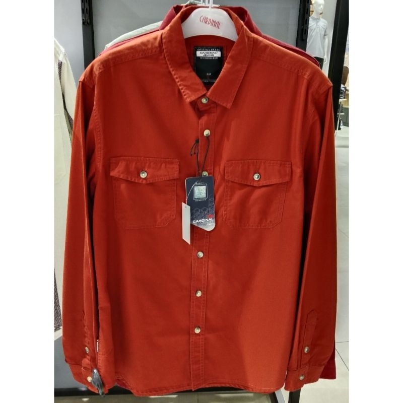 Kemeja Cardinal jeans original mens CAKAI02951J 11I kemeja panjang pria merah atasan pria kemeja pri
