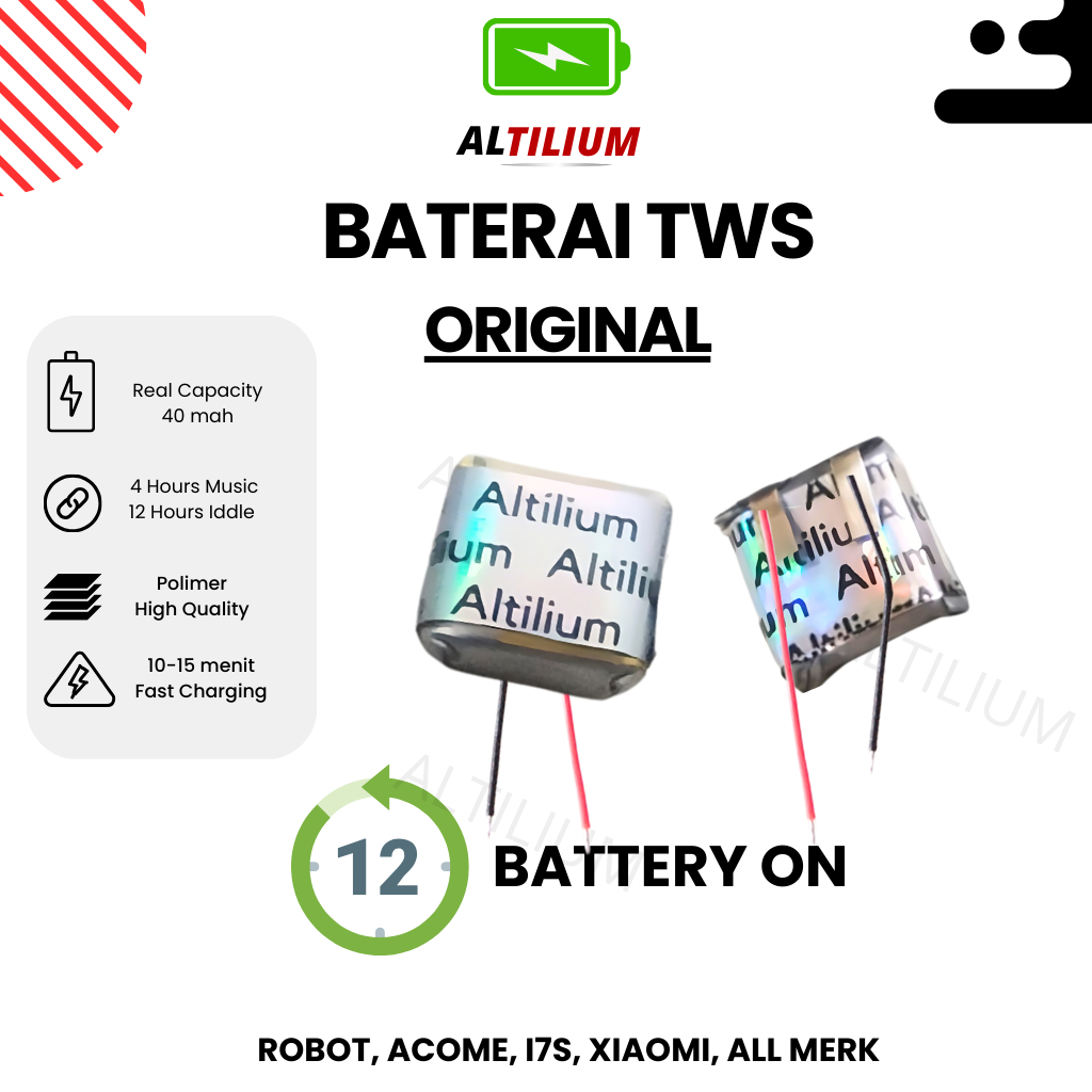 Baterai TWS AWET 12 Jam + Garansi ALTILIUM / Headset Bluetooth
