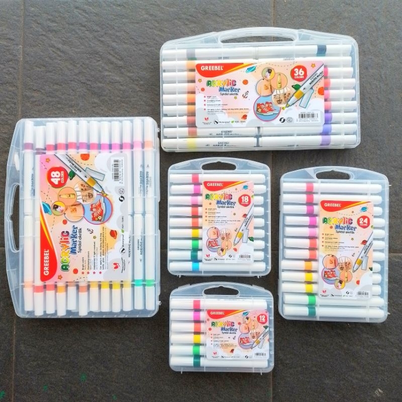 

Spidol Akrilik Acrylic Markers Greebel 12, 18, 24, 36, 48 Warna ( Set ) [ Original ]