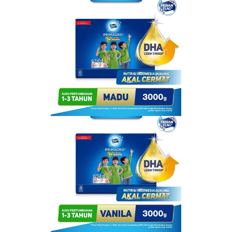 

Frisian Flag Primagro 1+ Madu/Vanilla Vanila 3000 Gr (1-3 Tahun) Susu Formula Pertumbuhan Anak - 1 Pcs