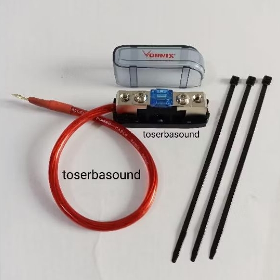 Hemat kabel 8awg Paket Kabel 8AWG dengan Fuse ANL 60A dan Skun untuk Instalasi Audio Mobil, Panjang 