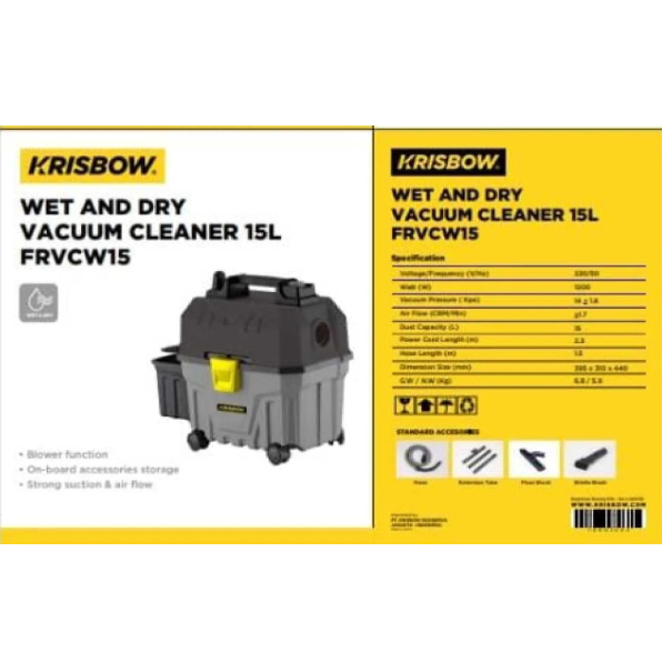 KRISBOW FRVCW15 15 Liter / FRVCW18 18 Liter  / FRVCW20A 20 Liter Wet & Dry Vacuum Cleaner 2 in 1