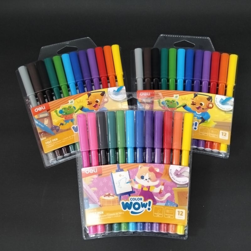 

Felt tip pen Deli C165-12 Washable ink / Spidol deli/Spidol mewarnai deli /Felt tip pen Deli