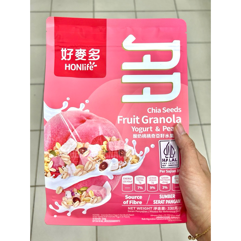 

READY TERMURAH Honlife Chia Seeds Fruit Granola Yogurt & Peach | Strawberry & Cranberry | Yogurt & Assorted Fruit