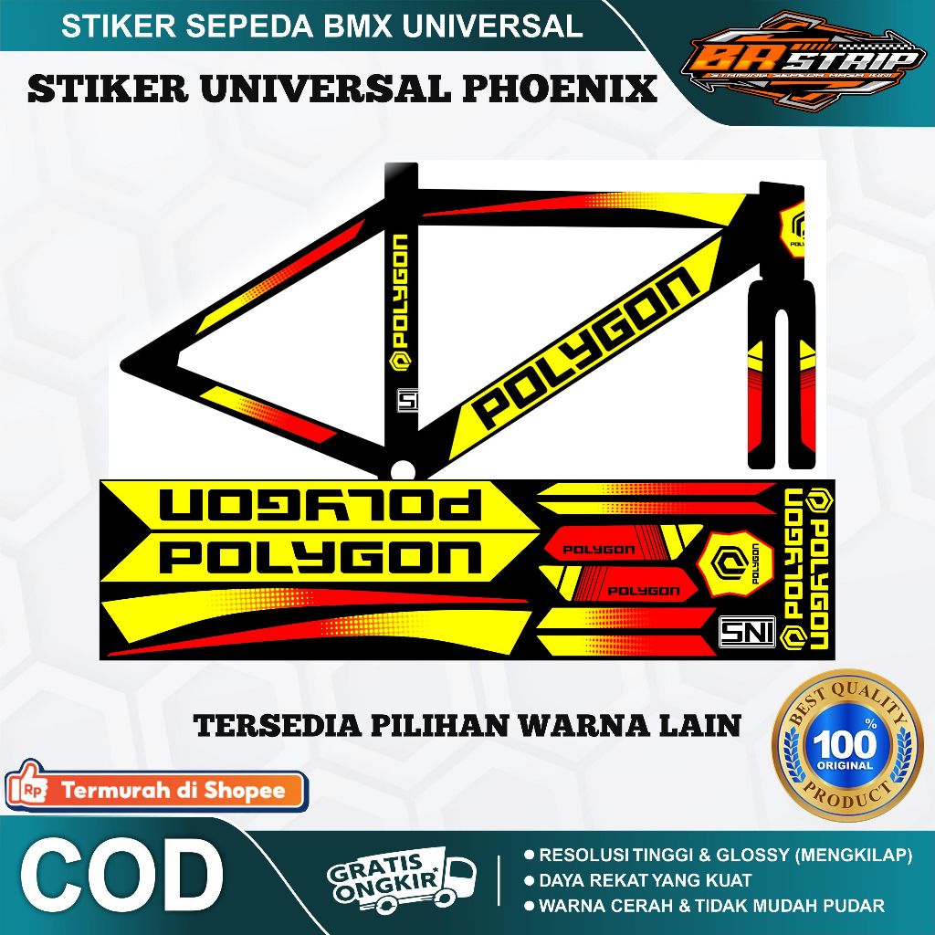 NEW stiker striping sepeda BMX 18 20 polygon decal glossy lentur anti air