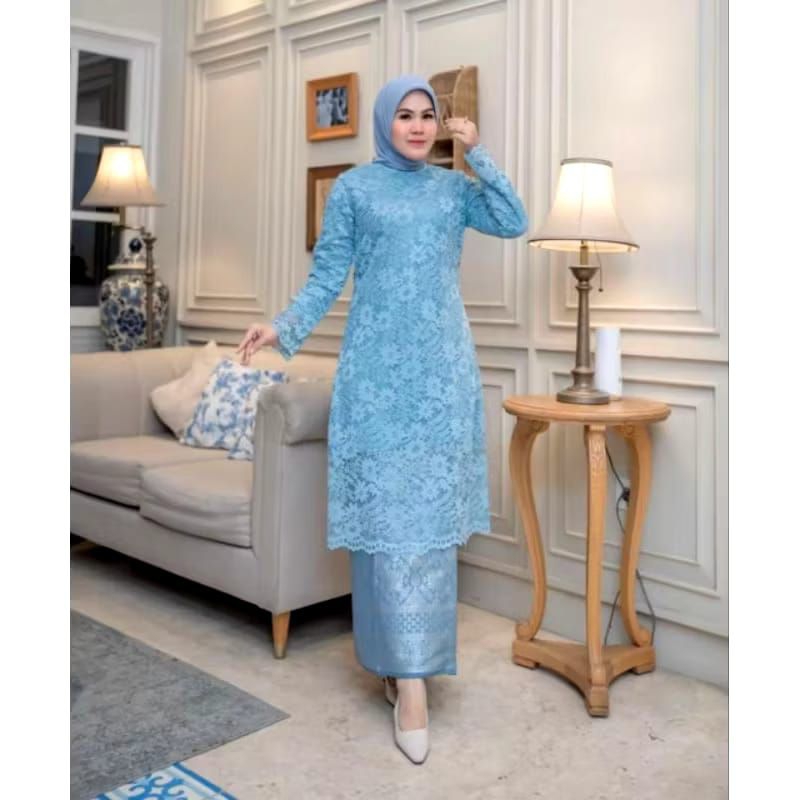 BIG SALE Setelan kebaya Brokat Tunik Rok Songket / Baju Kurung brokat / Kebaya Tunik Brokat / Kebaya