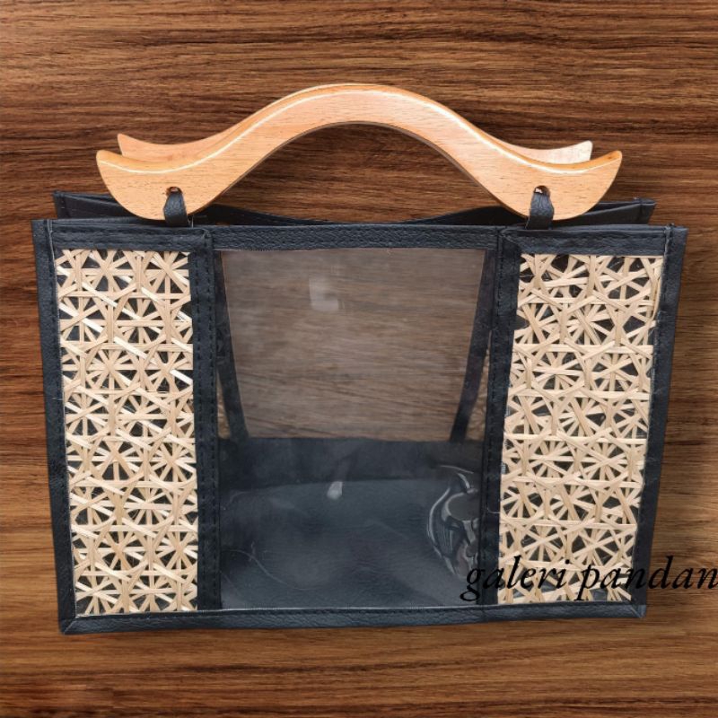 

Hampers Mika Gagang Kayu Kombinasi Anyaman Bambu / Tas Gift Idulfitri Imlek Natal