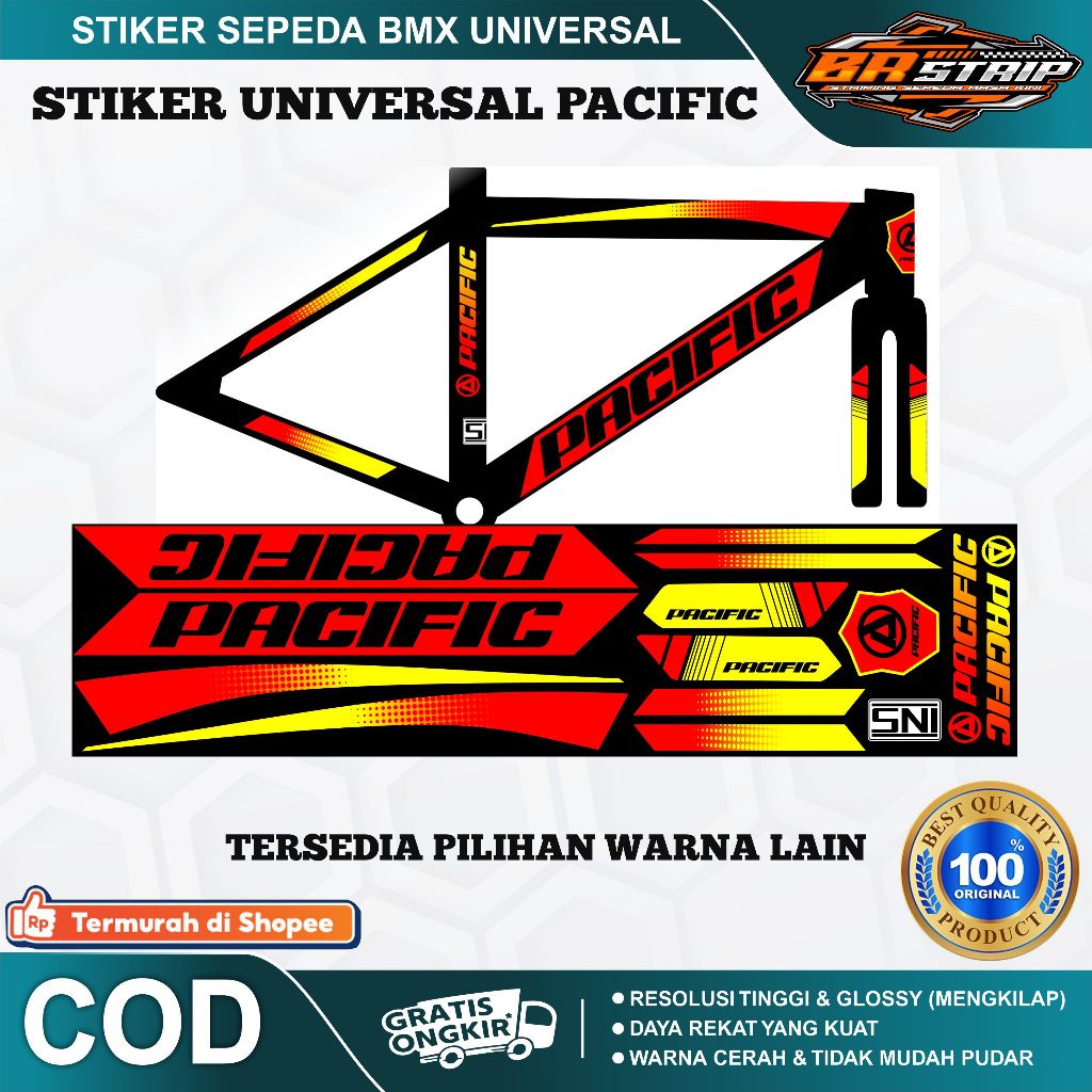 NEW stiker striping sepeda BMX 18 20 pacific decal glossy lentur anti air